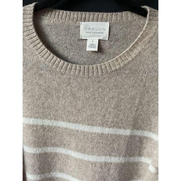 NEW Caslon 100% Cashmere Crew Neck Stripe Knit Sweater Nordstrom Size Small - Picture 3 of 4